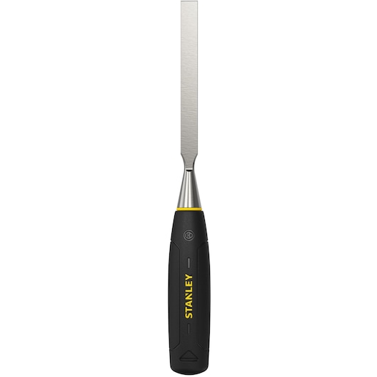 STANLEY 0-16-540 chisel with black and yellow handle, photographed from the front on white background.