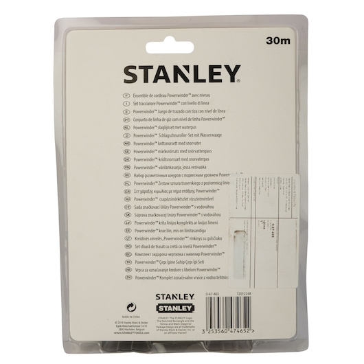 STANLEY® POWERWINDER® 30m Chalk Line Reel With Blue Chalk and Level