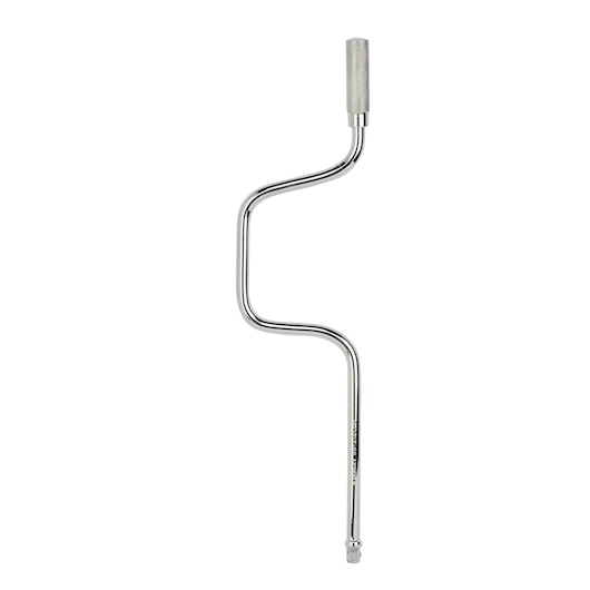Photo of STANLEY 1-86-212 steel brace hand tool with knurled handle, angled design, front view on white background.