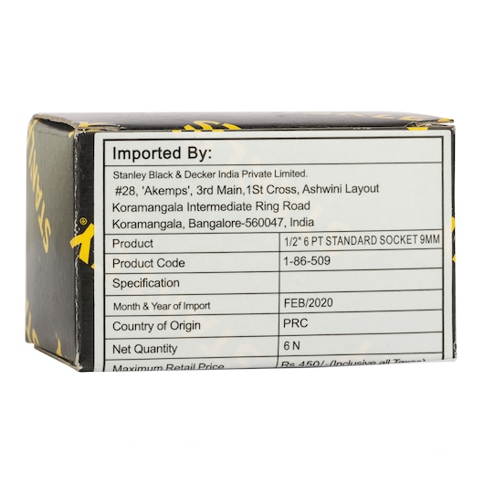 1/2" 6 Pt Standard Socket 9Mm