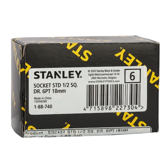 1/2" 6 Pt Standard Socket 18Mm