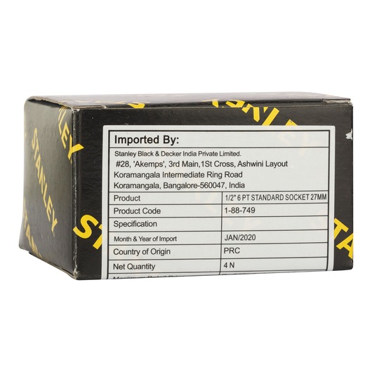 1/2" 6 Pt Standard Socket 27Mm