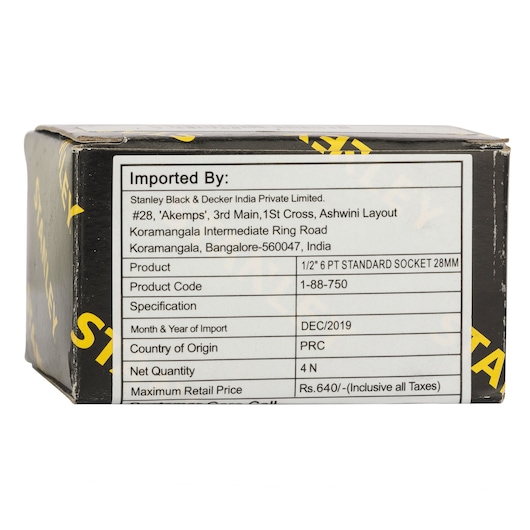 1/2" 6 Pt Standard Socket 28Mm