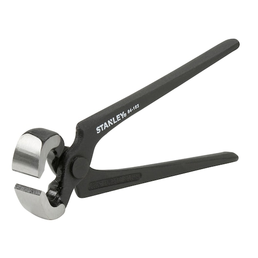 Stanley end cutting pliers with black handles and polished jaws, shown on a white background.
