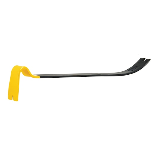 STANLEY 55-526 pry bar with yellow and black finish, photography of side view on white background