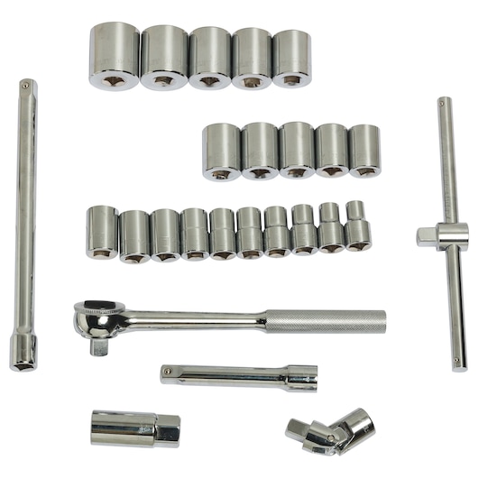 27 Pcs-1/2 Sq. Dr 12Pt Socket Set Met