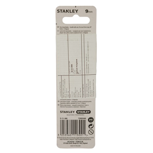 STANLEY® 9mm Snap-Off Knife Blade (10 Pk) STANLEY® 9mm Snap-Off Knife Blade (10 Pk)