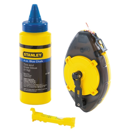 STANLEY® POWERWINDER® 30m Chalk Line Reel With Blue Chalk and Level