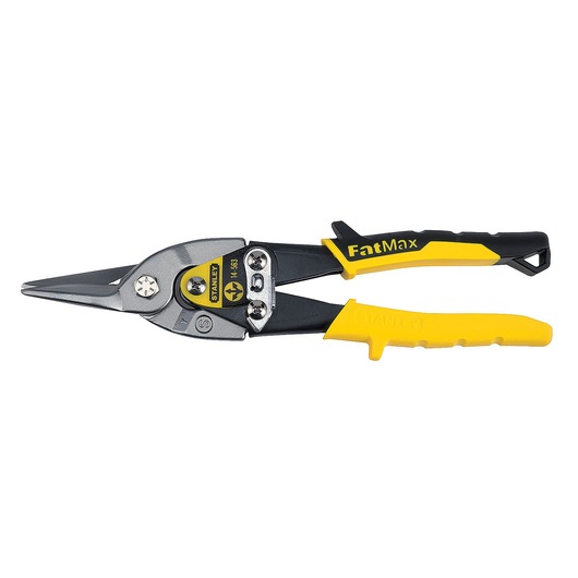 Left profile of fat max straight cut compound action aviation snips.