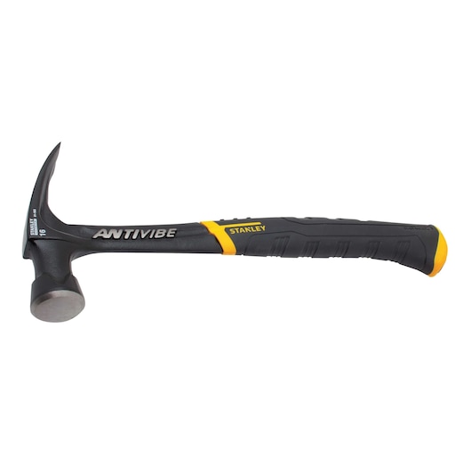 Right profile of 16 ounces rip claw nailing hammer.