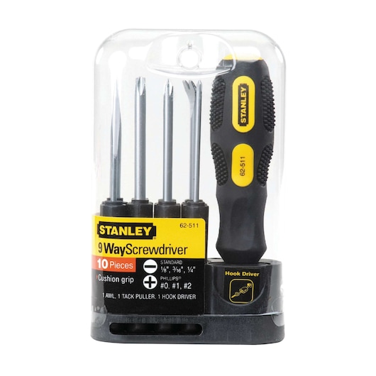 9 way screwdriver in plastic packaging.