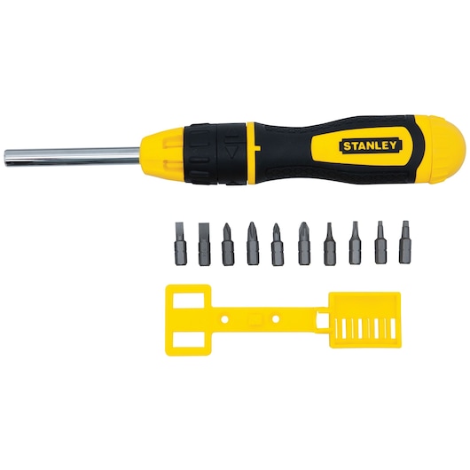10 PIECE MULTIBIT RATCHETING SCREWDRIVER.