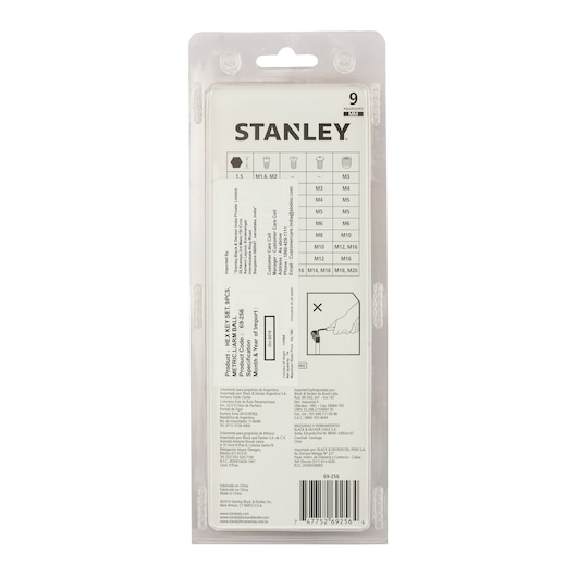(9  Pcs.) Long Arm Ball Hex Key Set Metric