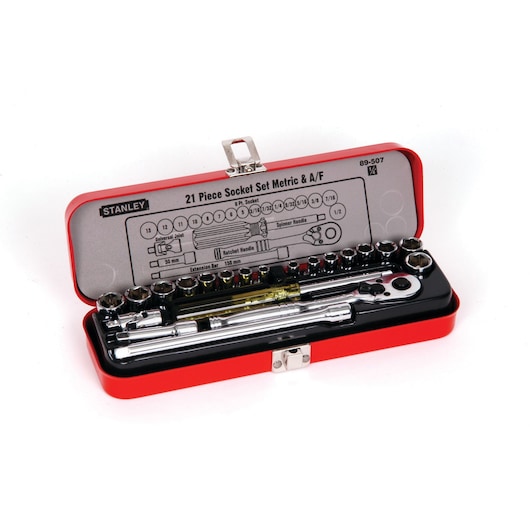 1/4 "Drive Metric & A/F Socket Set, 21 Pcs.