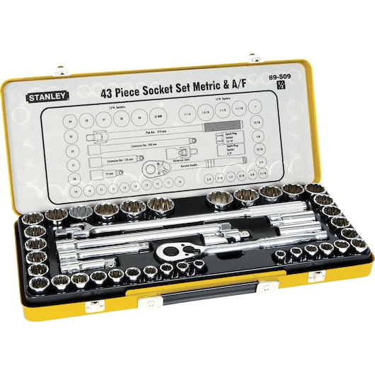 1/2 " Drive 12Pt Socket Set Metric/Imperial, 43  Pcs.