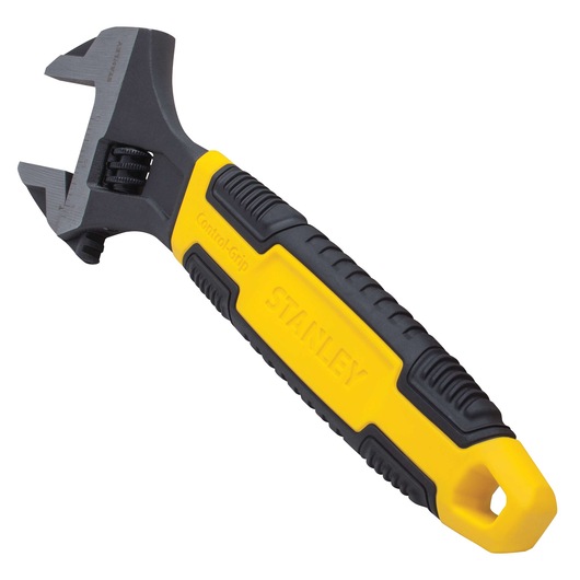 Profile of 8 inch Adjustable Wrench with jaws open.
