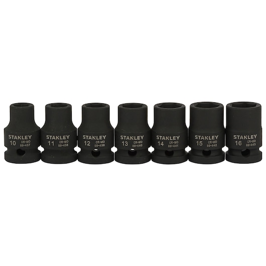 1/2 Std Impact Socket Set (13 Pcss) 10-11-12-13-14-15-16-17-18-19-21-22-24Mm