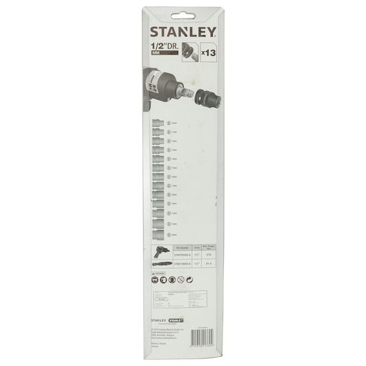 1/2 Std Impact Socket Set (13 Pcss) 10-11-12-13-14-15-16-17-18-19-21-22-24Mm