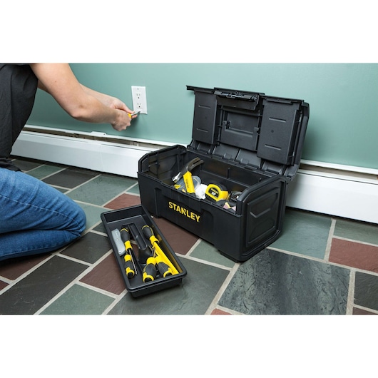 19 in One-Touch Tool Box With Removable Lid Organizers