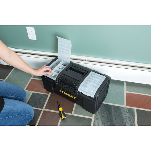 19 in One-Touch Tool Box With Removable Lid Organizers