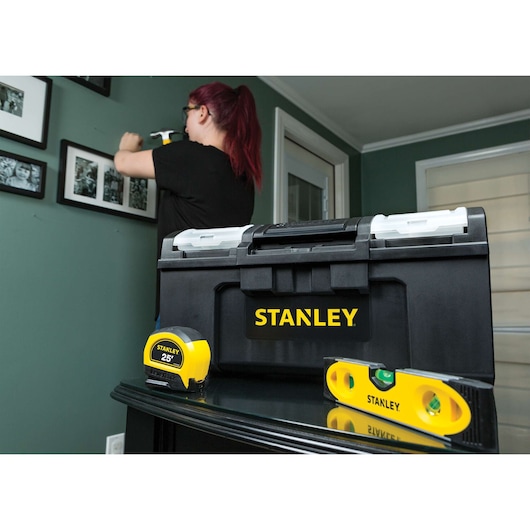 19 in One-Touch Tool Box With Removable Lid Organizers