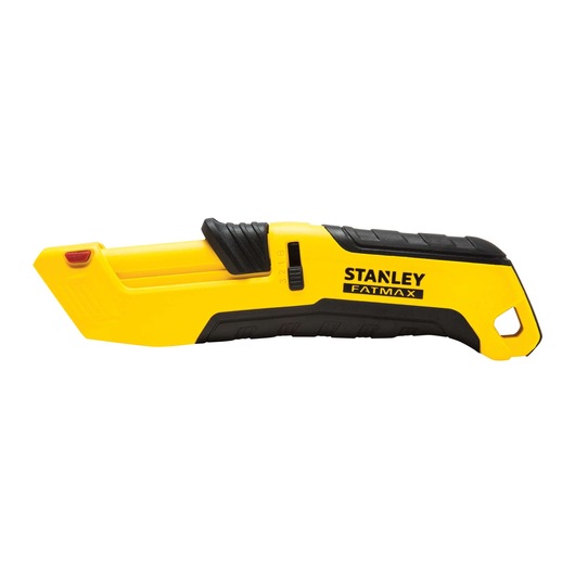 STANLEY FMHT10365-0 utility knife, yellow and black, side view on white background.
