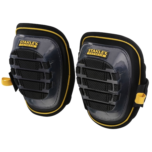 STANLEY FMST82960-1 knee pads, black and yellow, front angle, durable protective construction