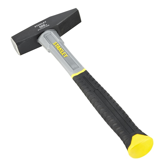 Stanley club hammer with a black and yellow handle, 500g weight, suitable for construction tasks.