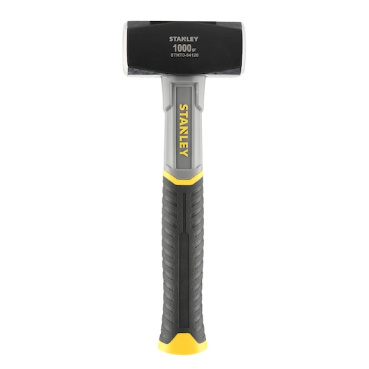 STANLEY STHT0-54126 sledge hammer, 1000g, black and yellow handle, front angle, white background.