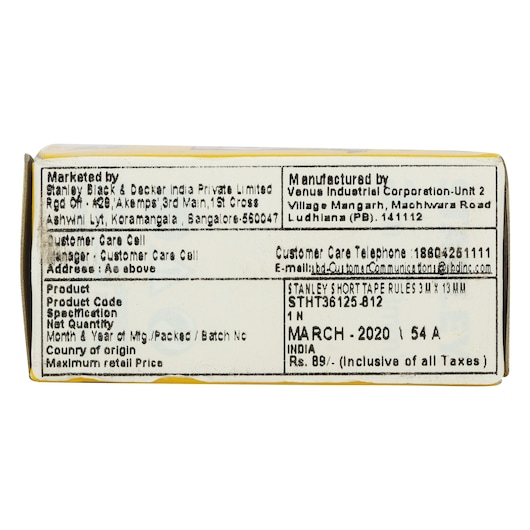 Short Tape Rules 3M/10' X 13Mm