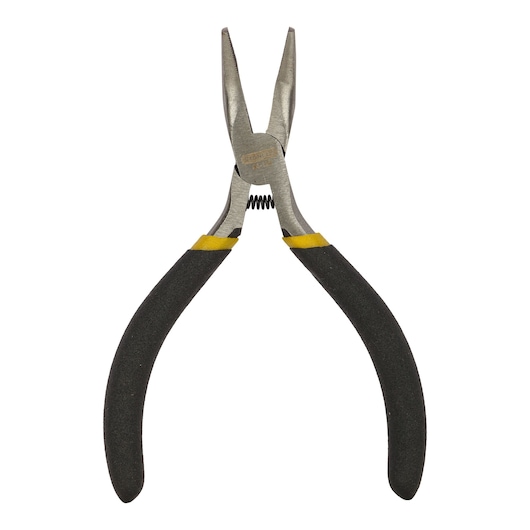 STANLEY STHT84126-8 pliers with black and yellow grip handles, tool category, front angle on white background.