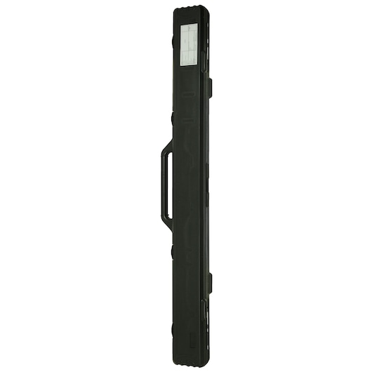 STANLEY STMT73592-8 black hard case for level, side angle, with handle and label, photography product.