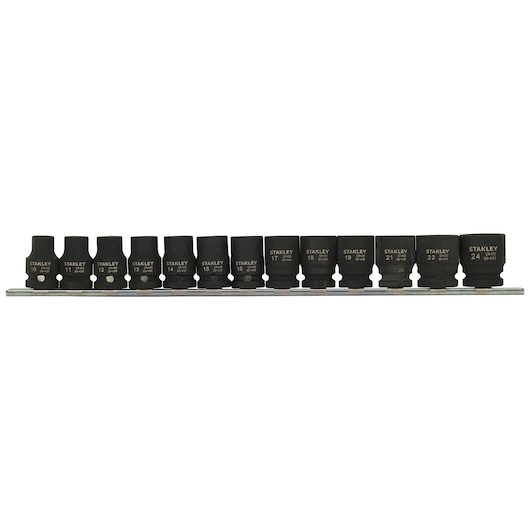 1/2 Std Impact Socket Set (13 Pcss) 10-11-12-13-14-15-16-17-18-19-21-22-24Mm
