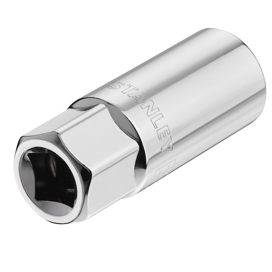 STANLEY STMT88994-0 chrome socket tool, photography, angled view on white background.