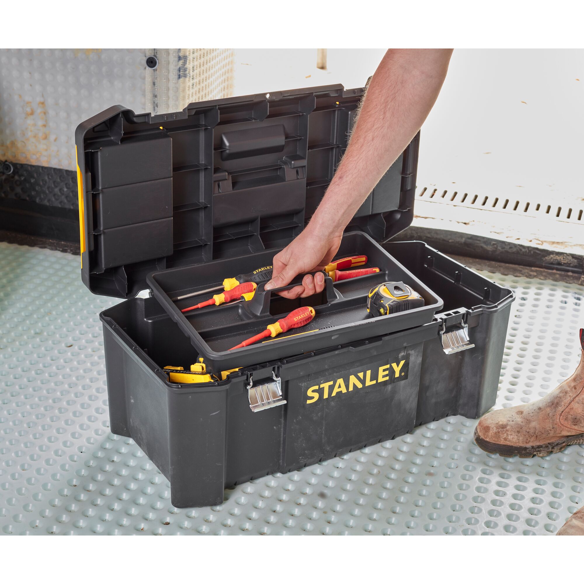 STANLEY® 26 in. Essential™ Tool Box With Metal Latches | STANLEY STANLEY® 26 in. Essential™ Tool Box With Metal Latches | STANLEY